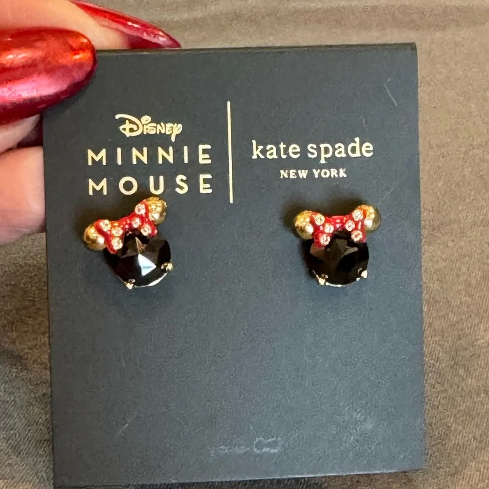 Kate Spade Minnie Mouse Black and Gold Stud  Earrings